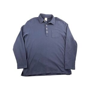 Brooks Brothers Long‎ Sleeve Polo Shirt Navy Blue Pocket XL Cotton